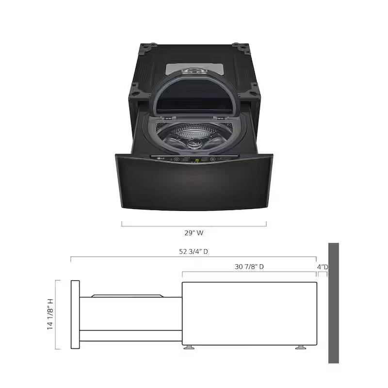 29 in. 1.0 cu. ft. Laundry Pedestal Washer in Black Steel U76597