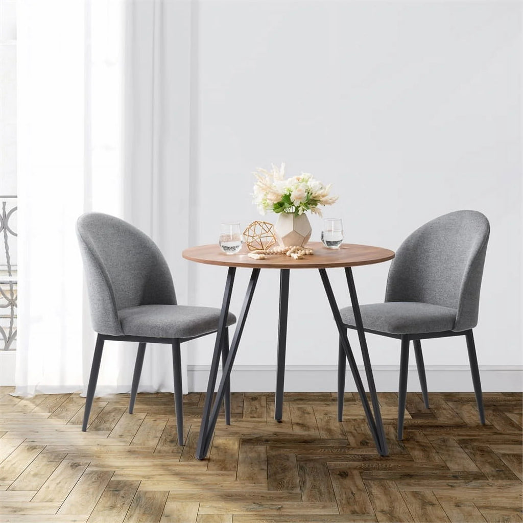 Black Iron Leg Dining Table with Brown Wood Grain Top B572357