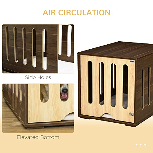 Brown Dog Crate End Table with Foam Cushion I401013