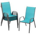 Black Stackable Textilene Patio Chairs with Metal Frame R960