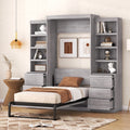 Twin Size Murphy Bed with Wardrobe and Drawers Y959