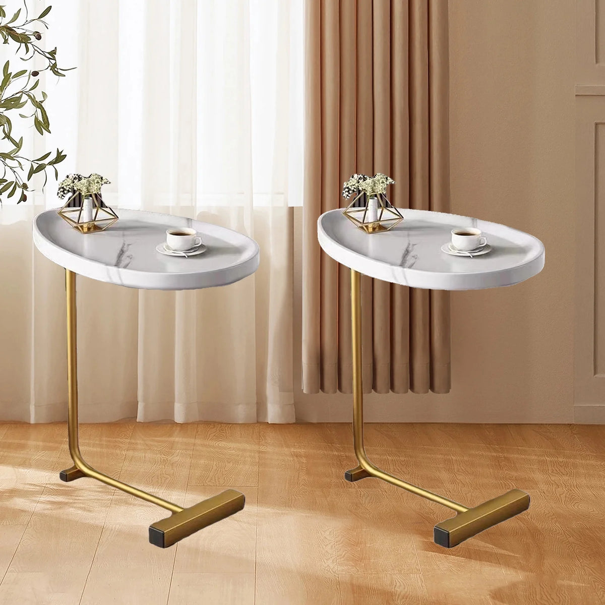 C-Shaped Side Table Set of 2 Metal Frame K898