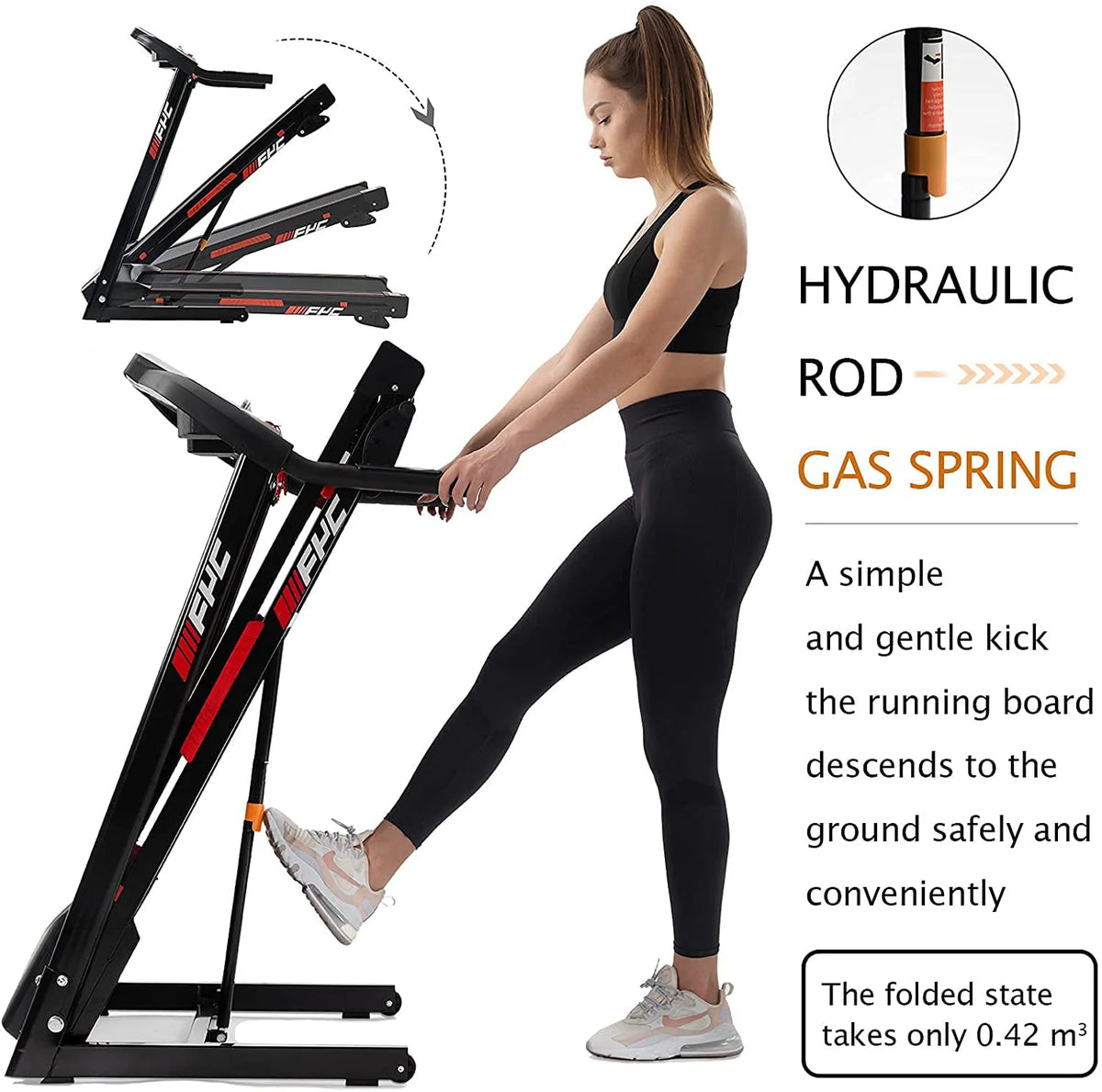 Folding Treadmill 300lb Capacity 3.5HP with Incline L354