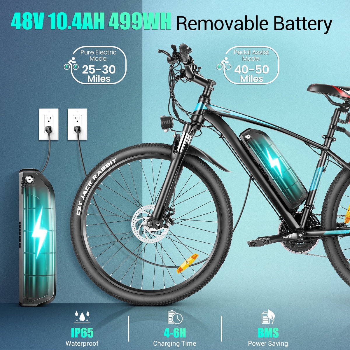27.5" 500W Electric Bike with 48V 10.4AH Removable Battery M57377