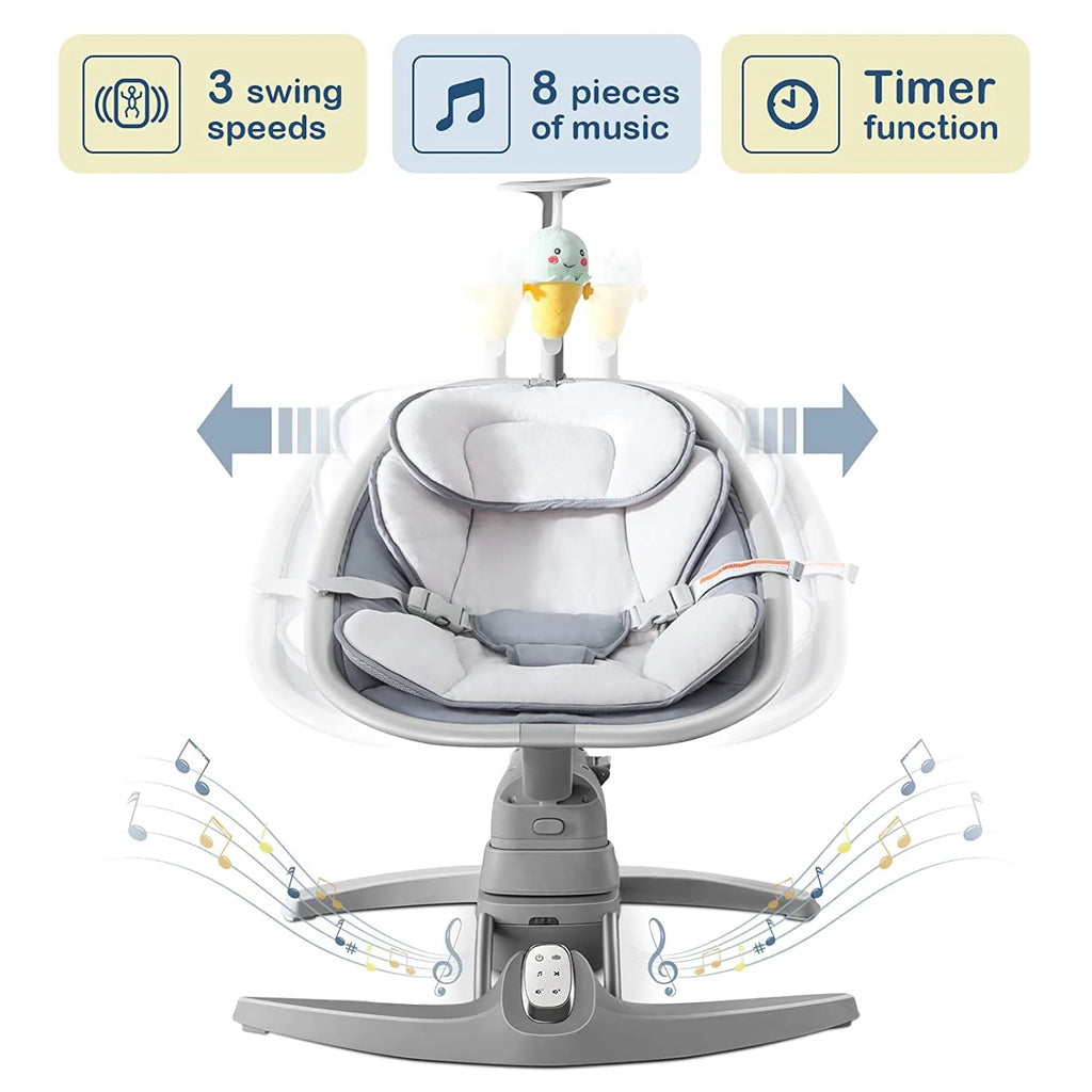 Portable Baby Swing with 3 Speeds Music Remote Control A904