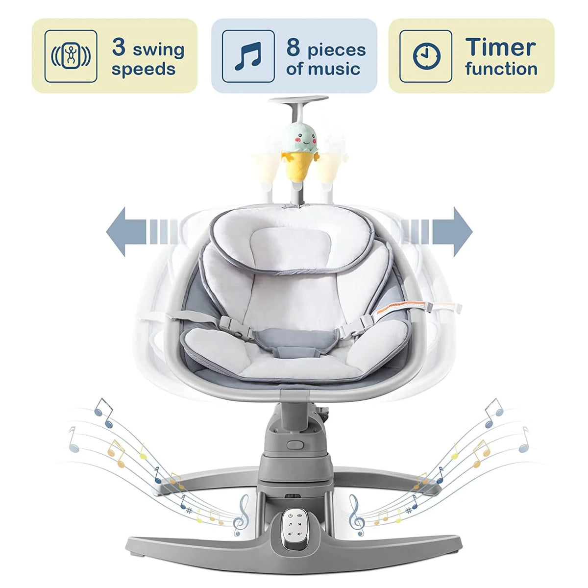 Portable Baby Swing with 3 Speeds Music Remote Control A904