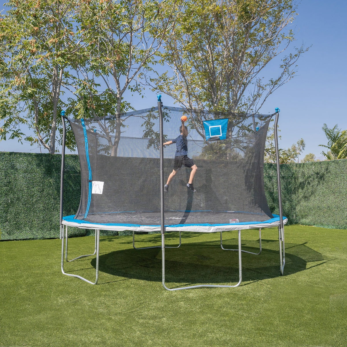 14ft Trampoline And Enclosure With Basketball Hoop E6381