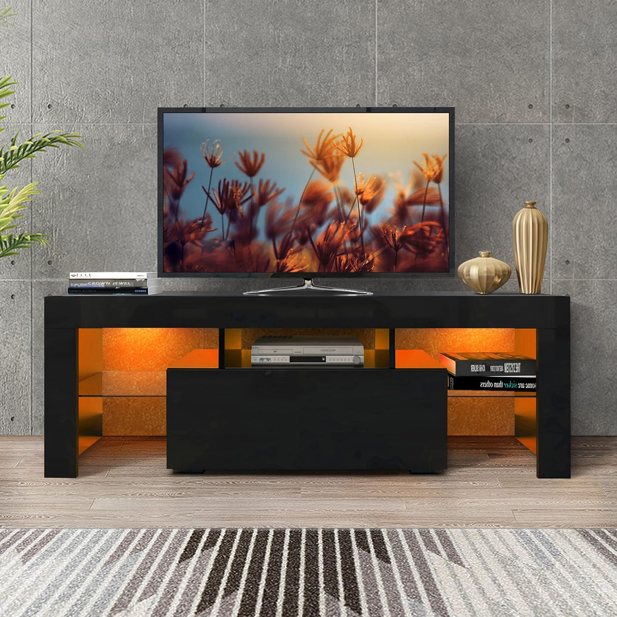 White TV Stand with LED Lights B8537