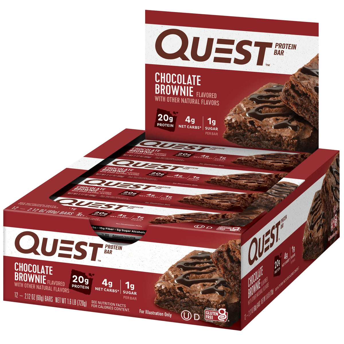 Chocolate Brownie 20g Protein Bar 12 Ct U136098