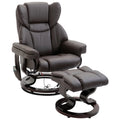 Brown Faux Leather Massage Recliner Chair with Footrest B414
