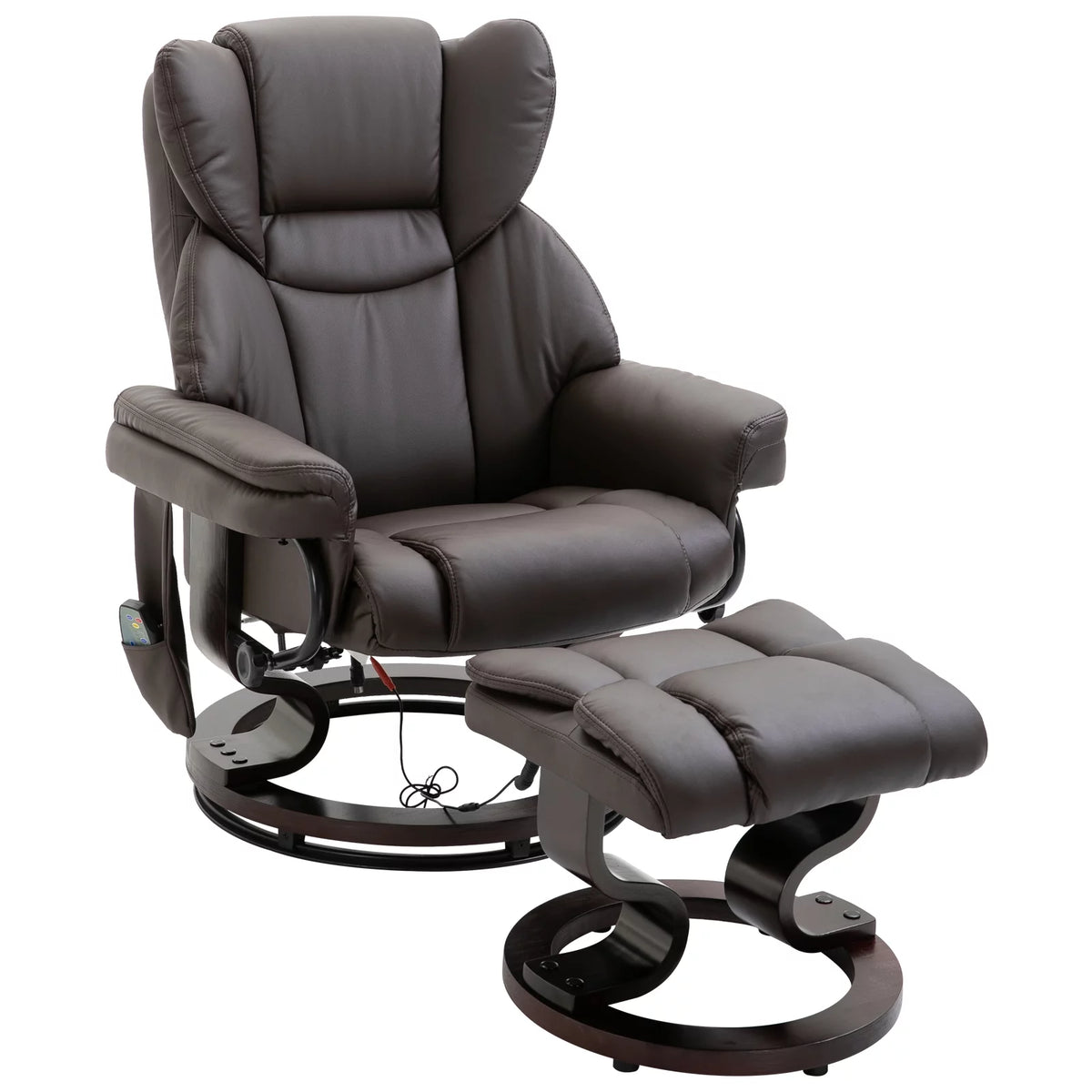 Brown Faux Leather Massage Recliner Chair with Footrest B414