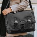 Black Leather Messenger Bag L709608