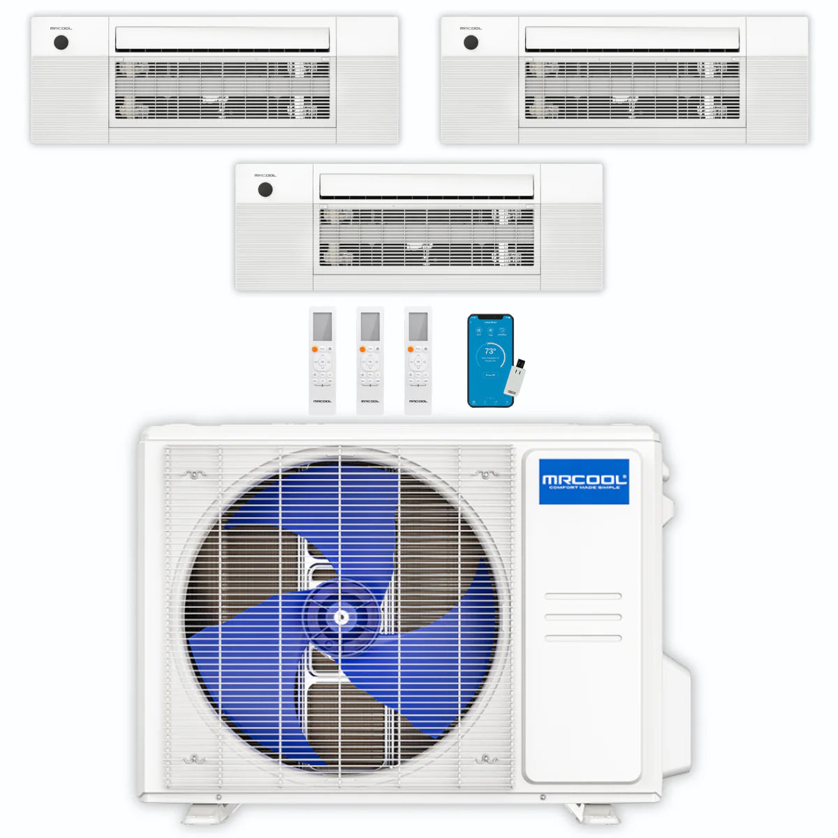 27,000 BTU 3 Zone Ceiling Cassette Ductless Air Conditioner and Heat Pump C151