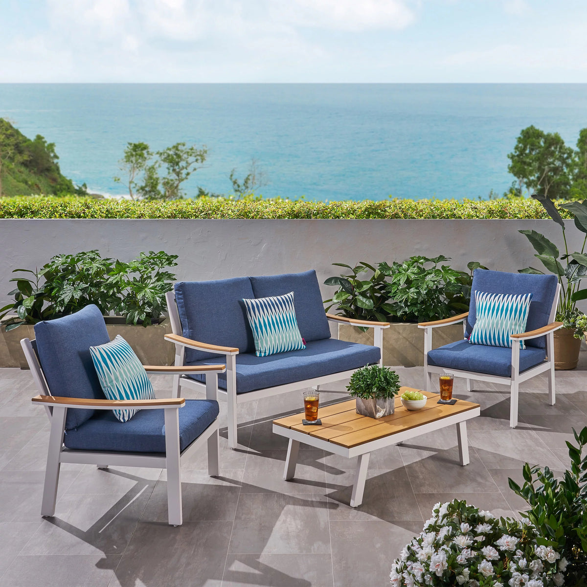 4-Piece Outdoor Aluminum Conversation Set C413