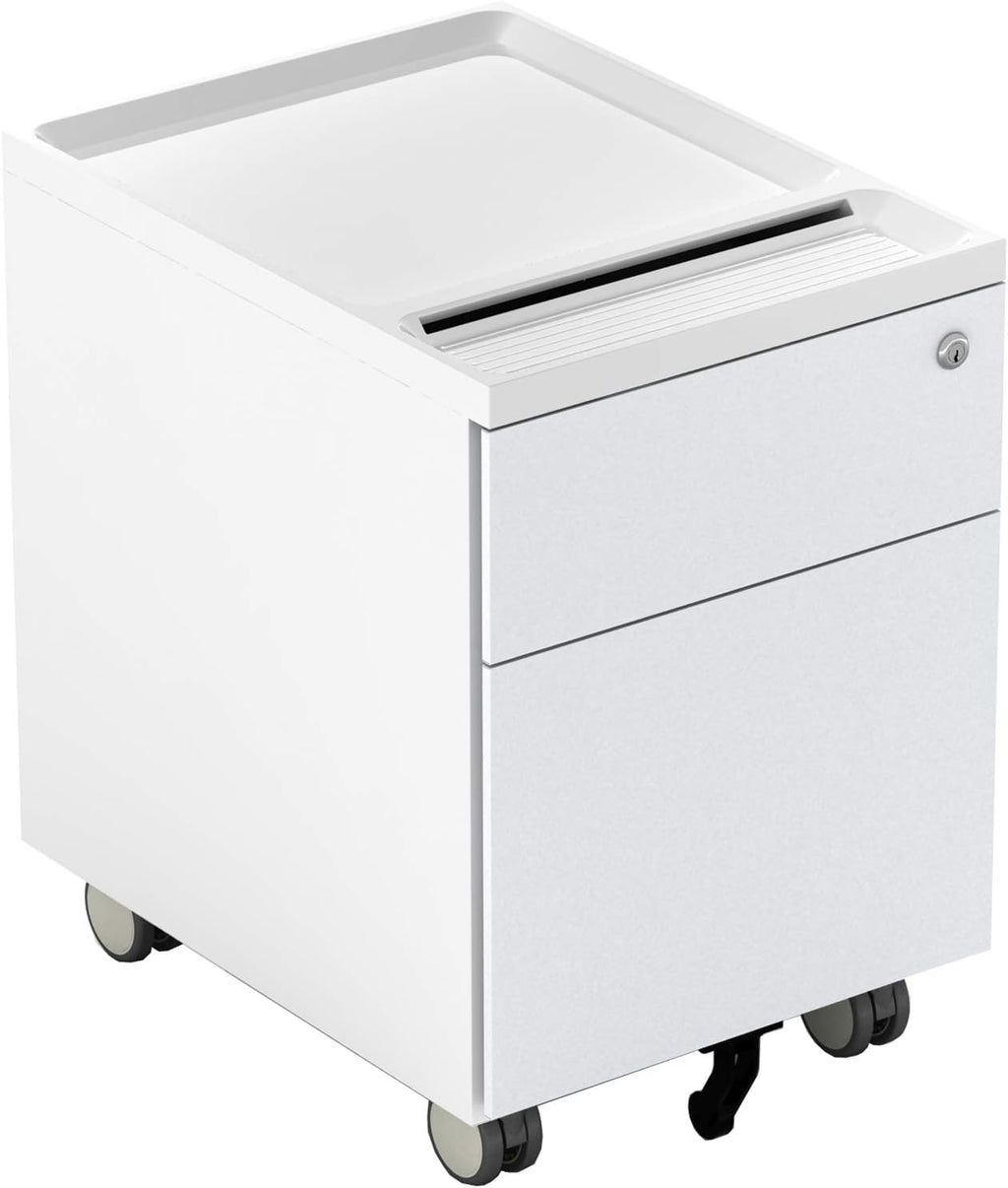 2 Drawer Metal File Cabinet with Lock and Casters V388762