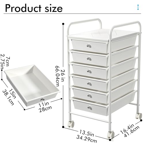 6 Drawer Plastic Rolling Storage Cart K753