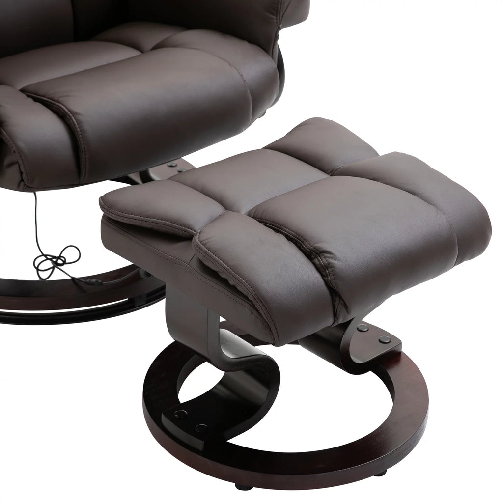 Brown Faux Leather Massage Recliner Chair with Footrest B414