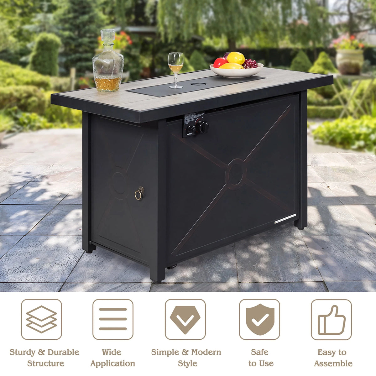 60,000 BTU Outdoor Gas Fire Table with Ceramic Tabletop G830668