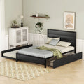 Black Metal Full Size Platform Bed with Twin Trundle and 2 Drawers X3155