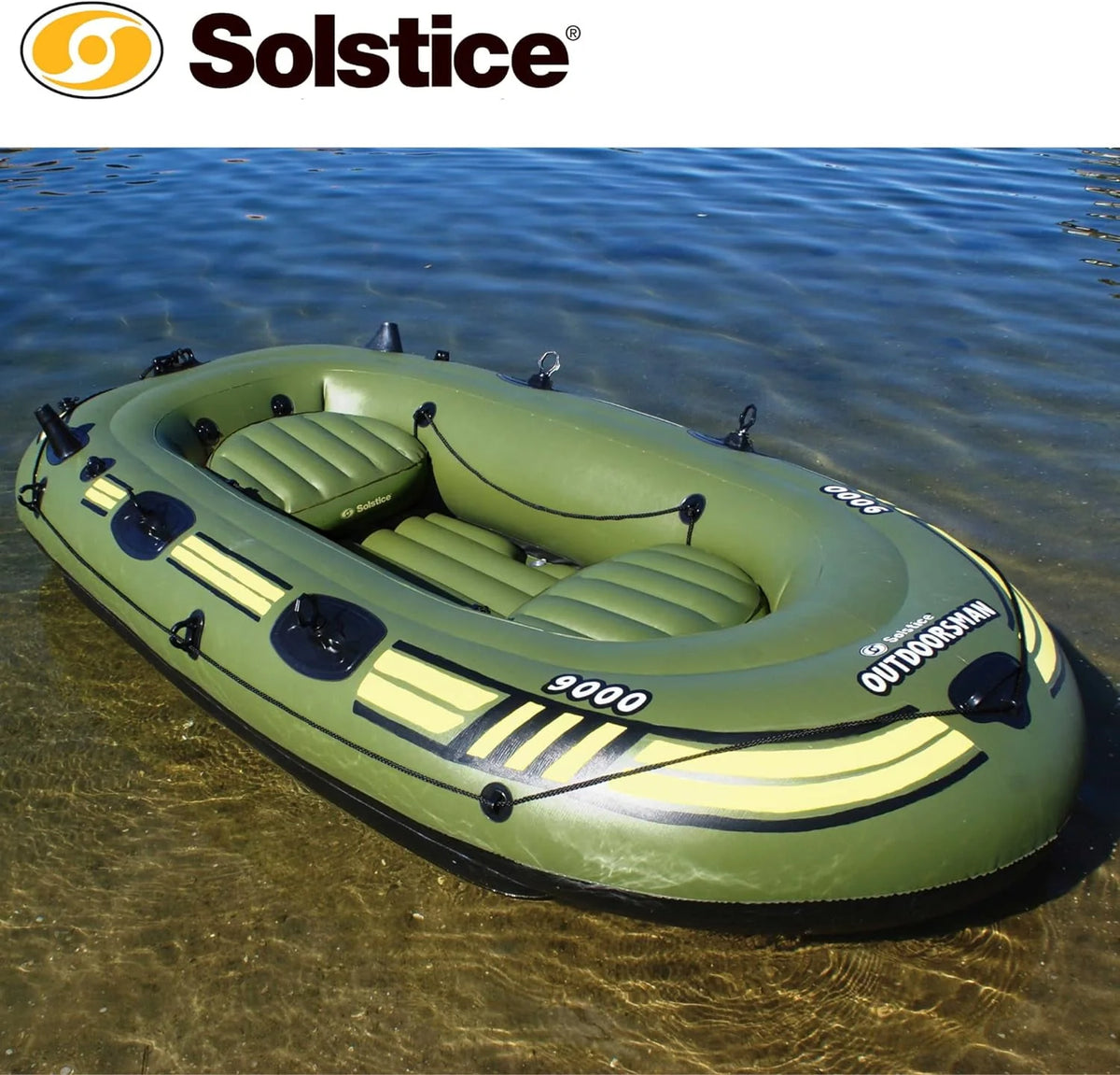 9-Foot Heavy-Duty Inflatable Fishing Boat with Oar Locks and Rod Holders M539