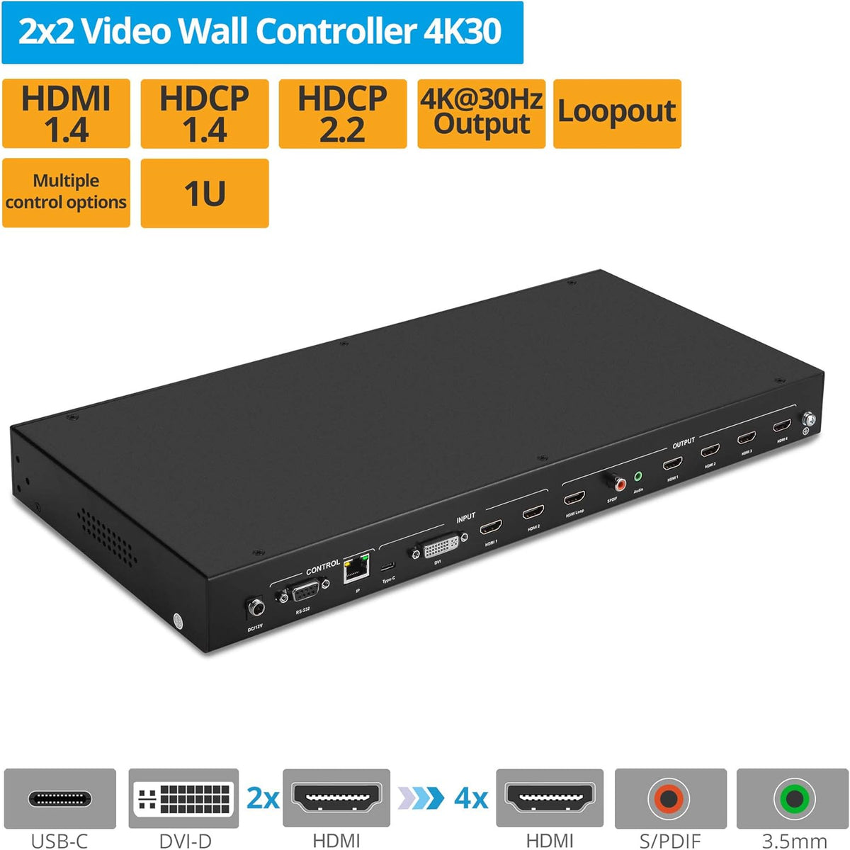 2x2 Video Wall Processor Controller J633