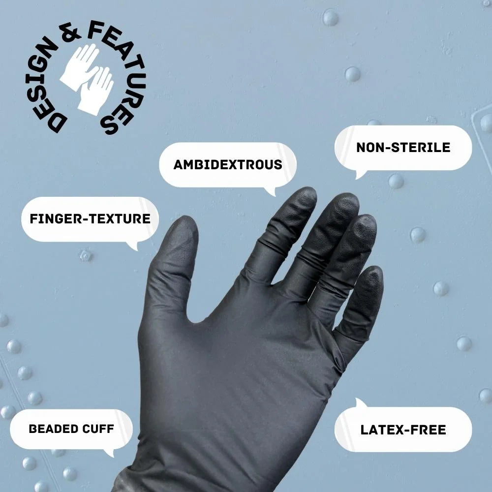 Black Nitrile Exam Gloves Medium 1000 Count T454