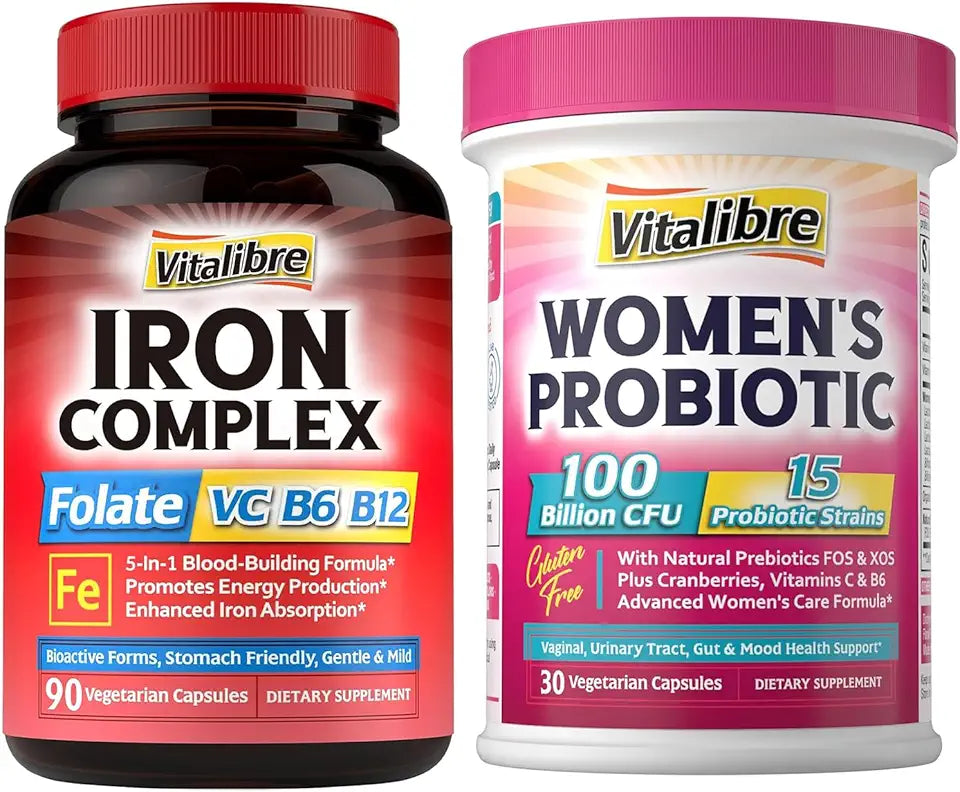 90 Capsules Iron Supplement & 15 Strains Probiotics F1974