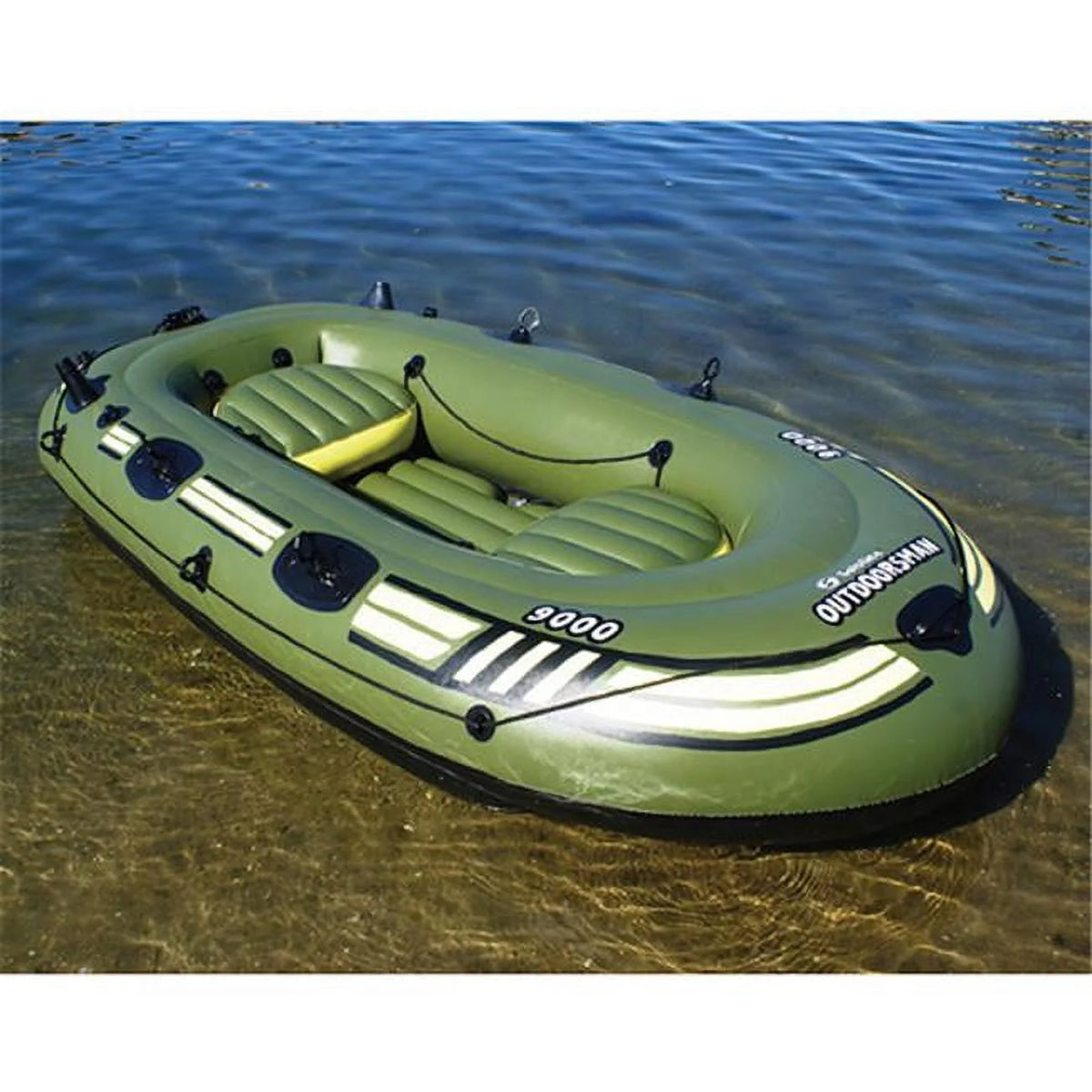 9-Foot Heavy-Duty Inflatable Fishing Boat with Oar Locks and Rod Holders M539
