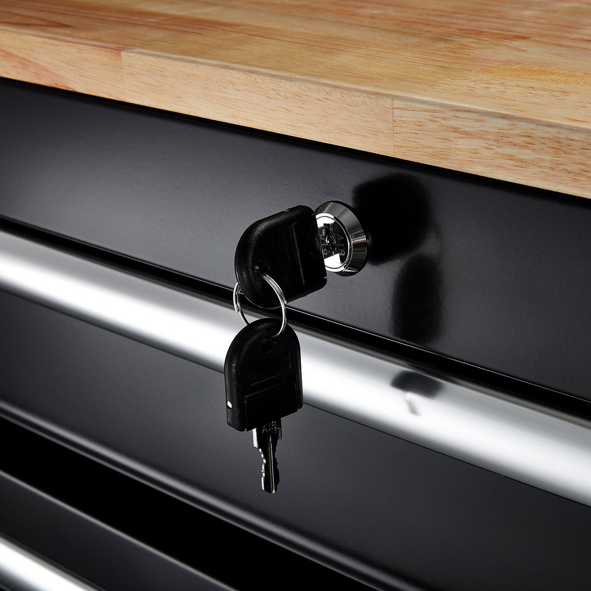 Black 9-Drawer Mobile Storage Cabinet with Solid Wood Top F272096