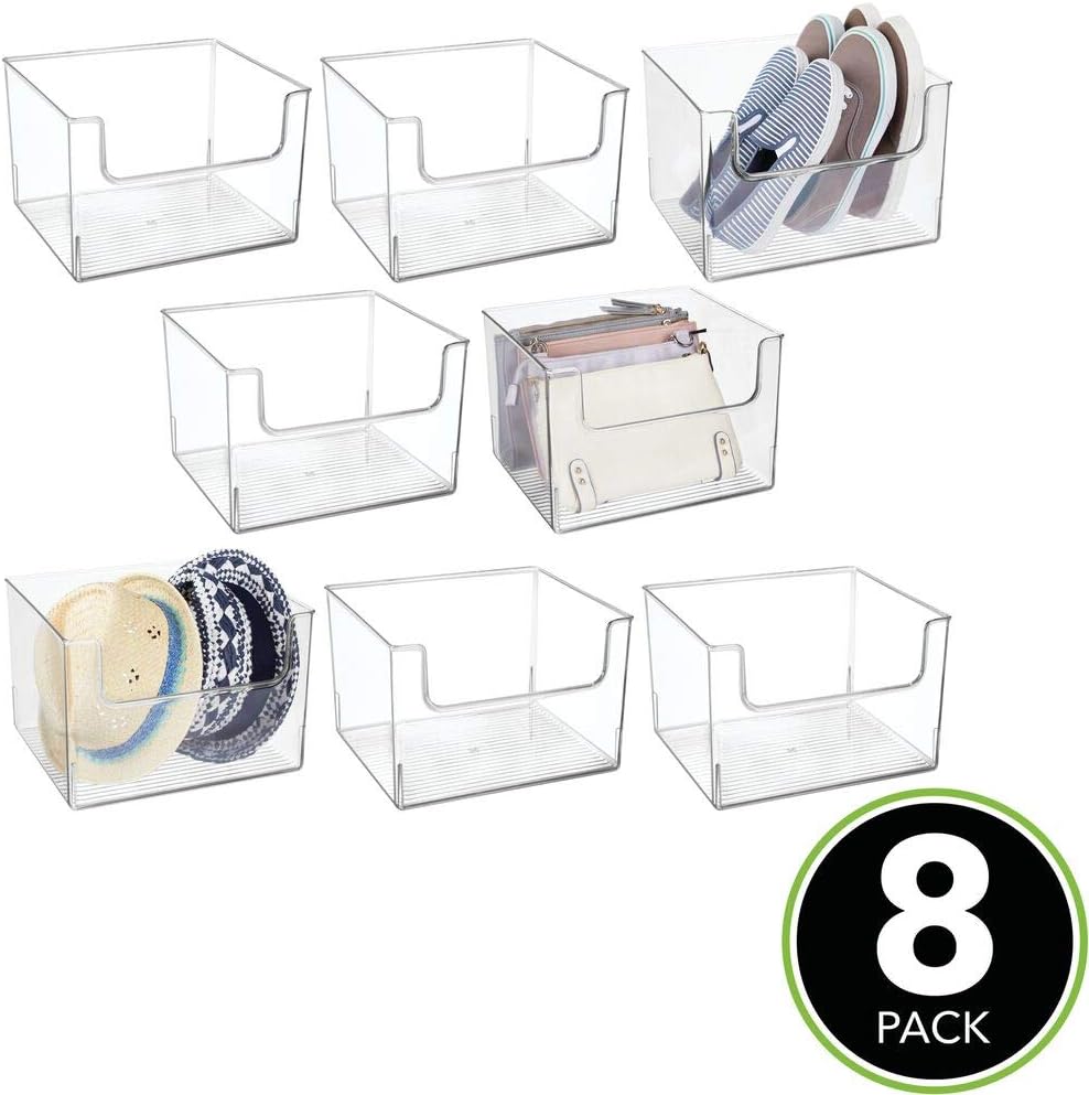 Clear Plastic Storage Basket Bin 8 Pack I73077