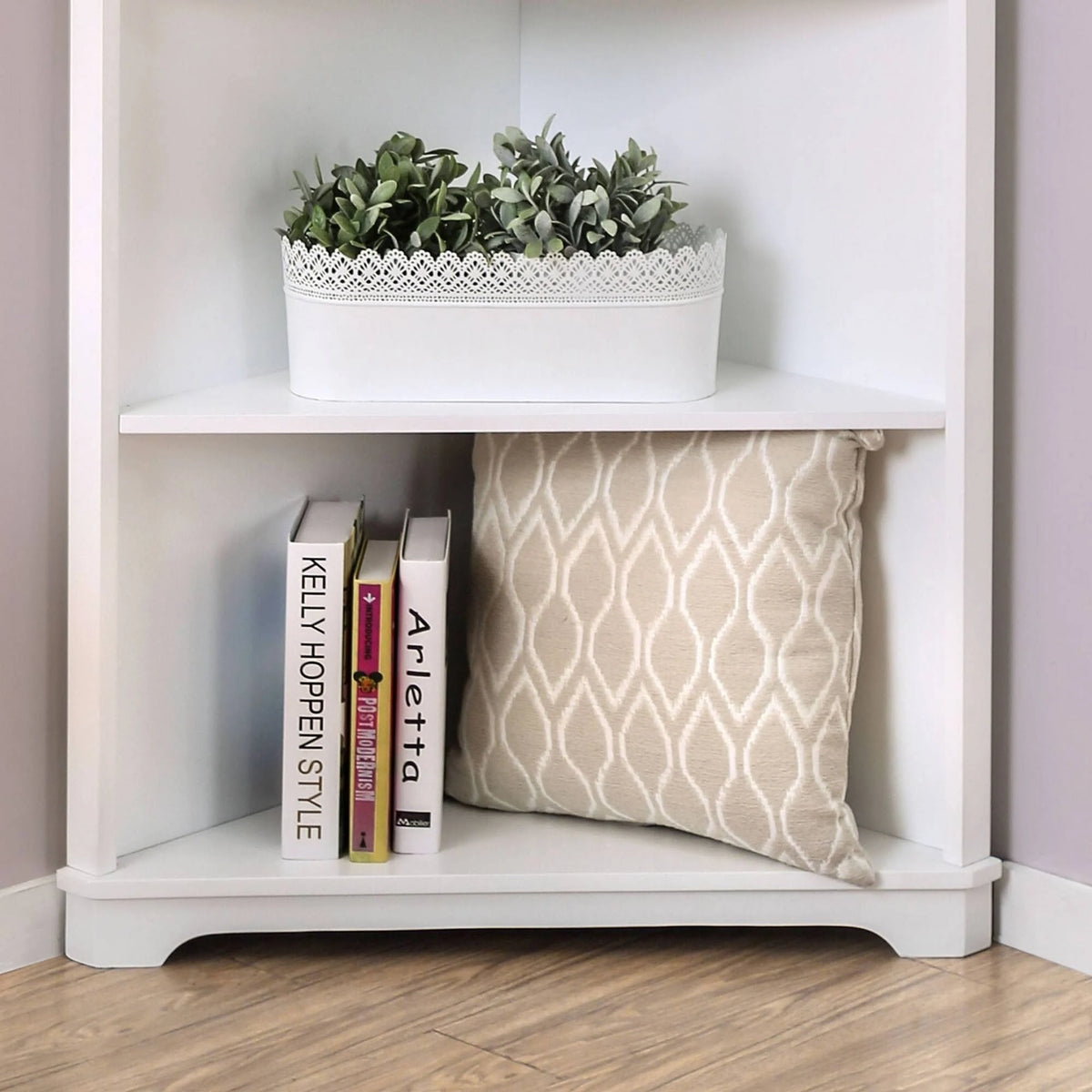 White 5 Tier Corner Bookshelf Z77169
