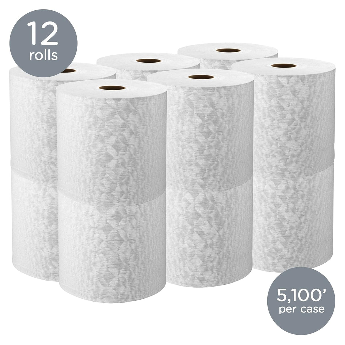 White Hard Roll Paper Towels 12 Rolls L3685