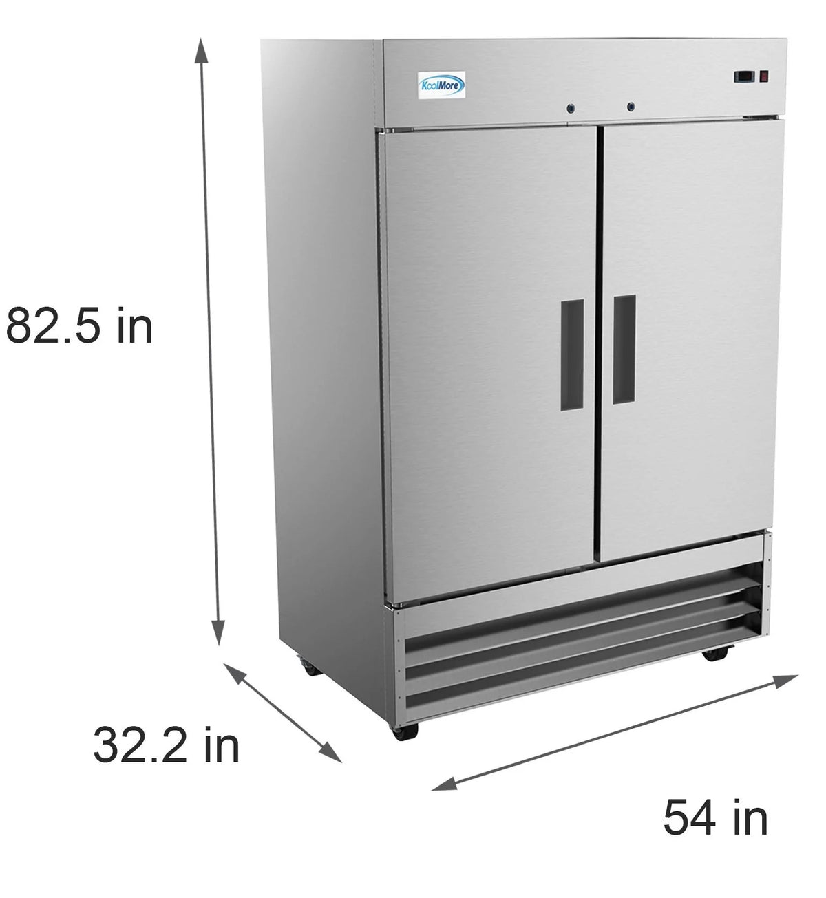 54 in Two Door Stainless Steel Reach-in Refrigerator Cooler 47 Cu. ft. T122