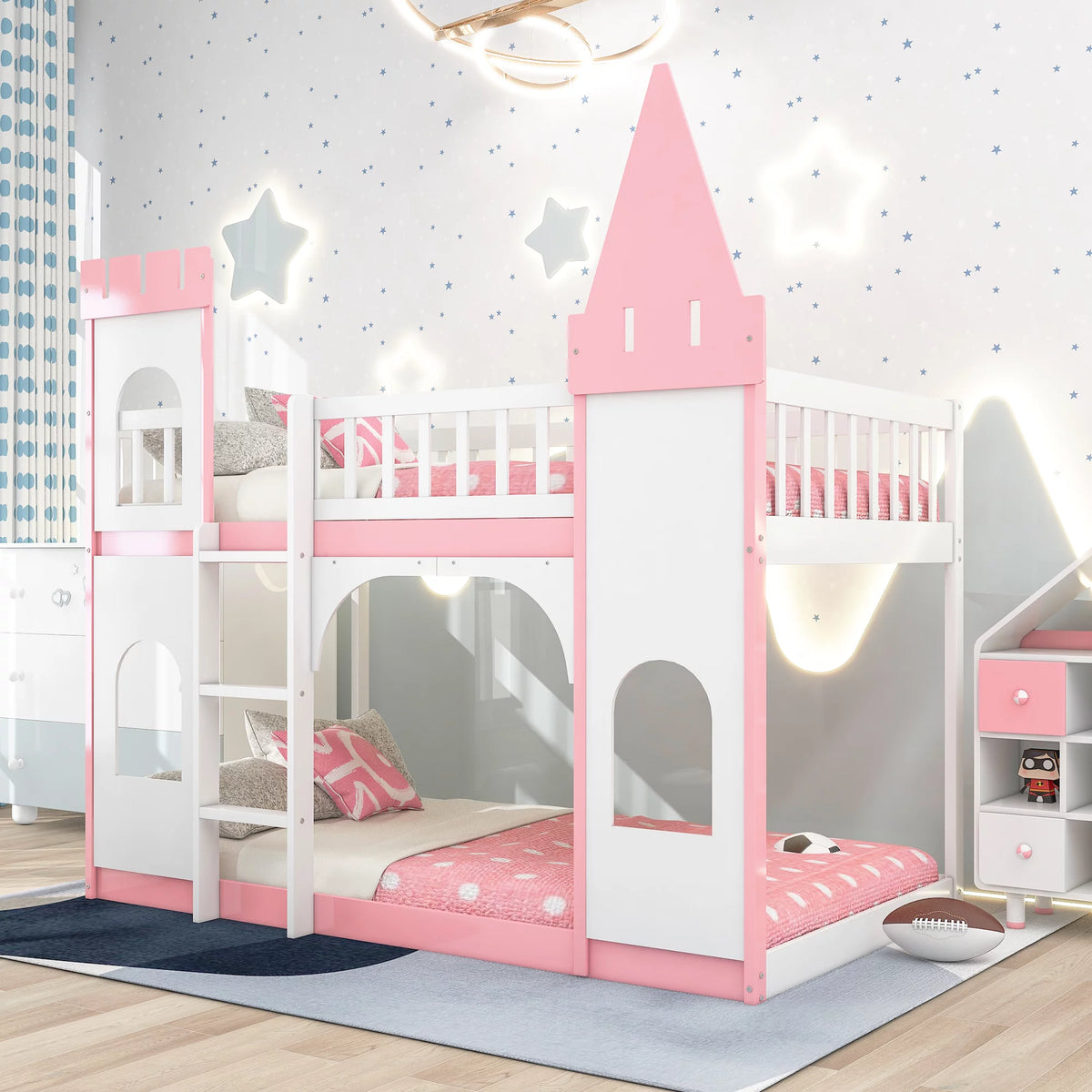 Twin Over Twin Solid Wood Bunk Bed with Ladder V24950