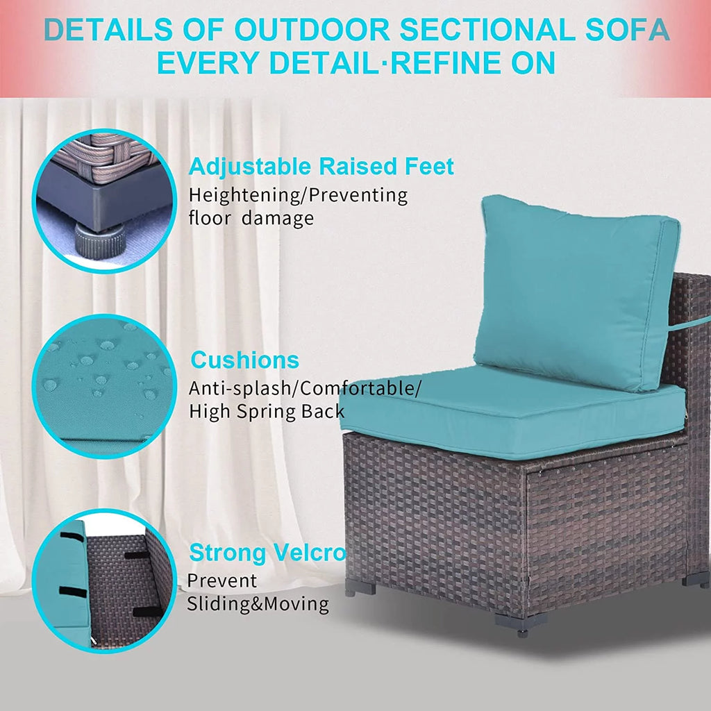 6 Piece Rattan Wicker Sectional Sofa Set N788