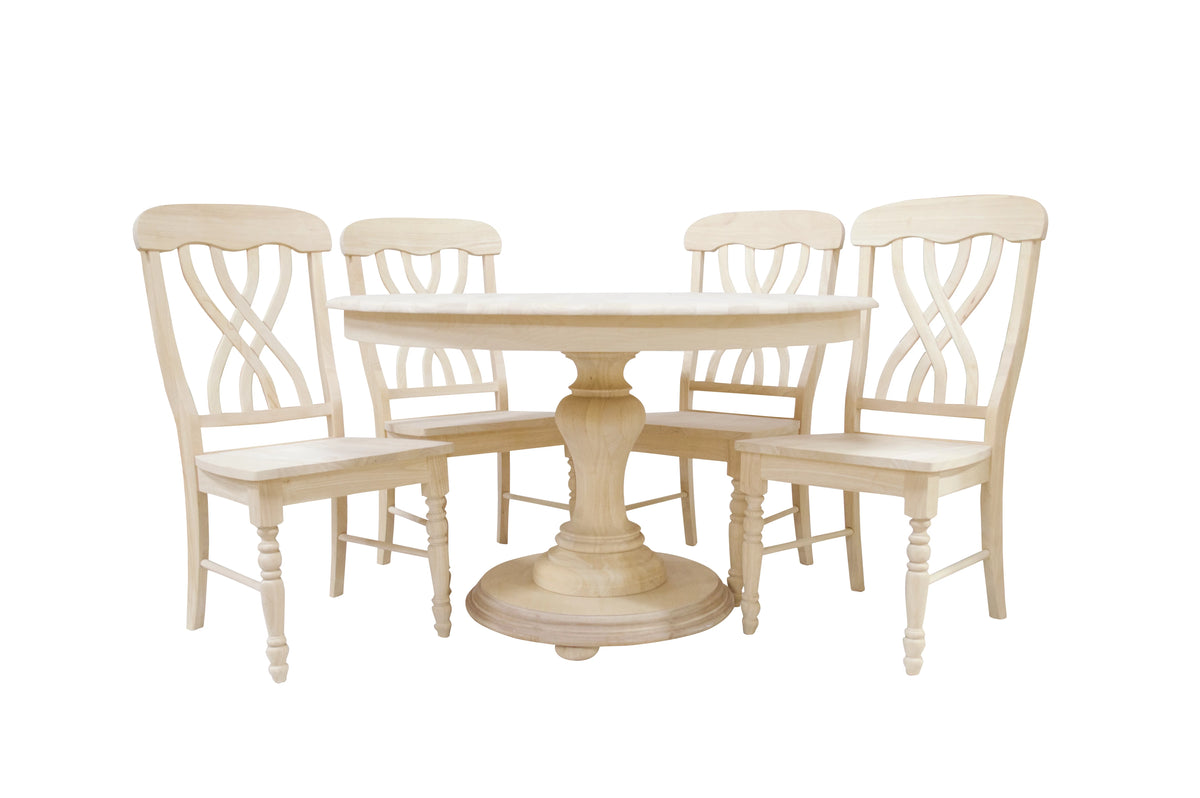 48" Wide 30" Tall Round Dining Table Set with 4 Chairs L31244