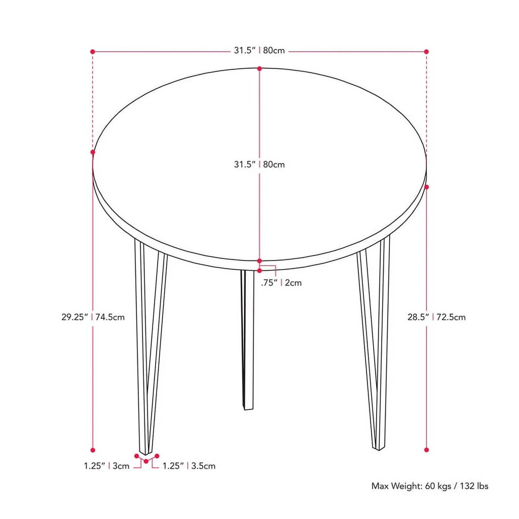 Black Iron Leg Dining Table with Brown Wood Grain Top B572357