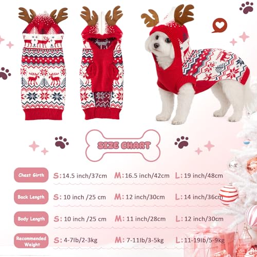2 Pcs Christmas Dog Sweater Warm Winter Dog Hoodie R209
