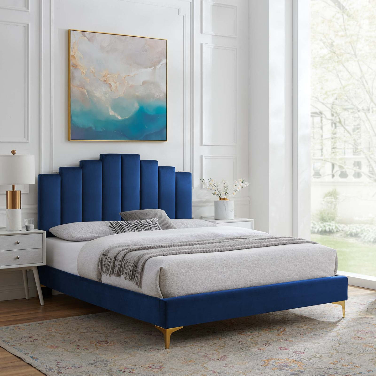 King Velvet Platform Bed U721