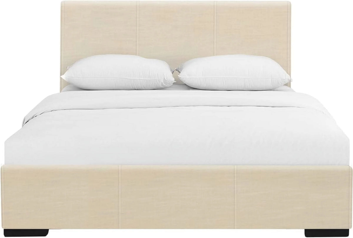 Beige Upholstered Platform Bed Frame Full H180569