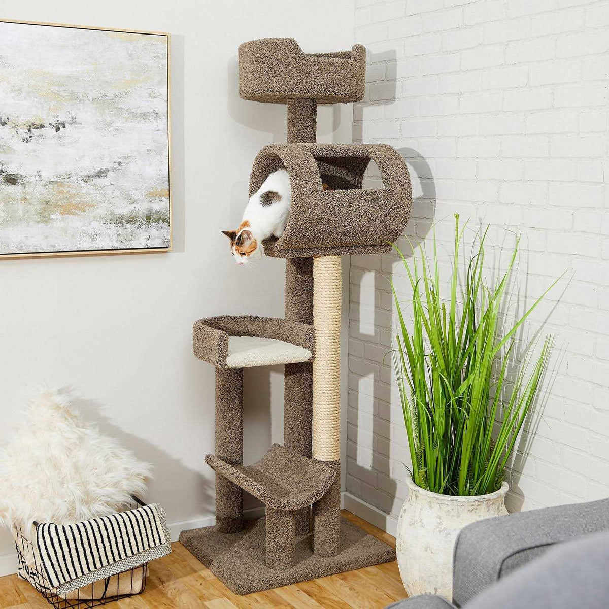69-in Real Carpet Wooden Cat Tree C515401