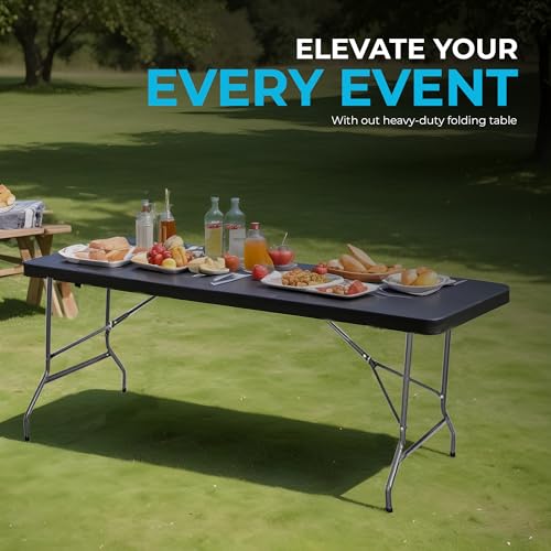 Black 4ft Plastic Folding Table O113196