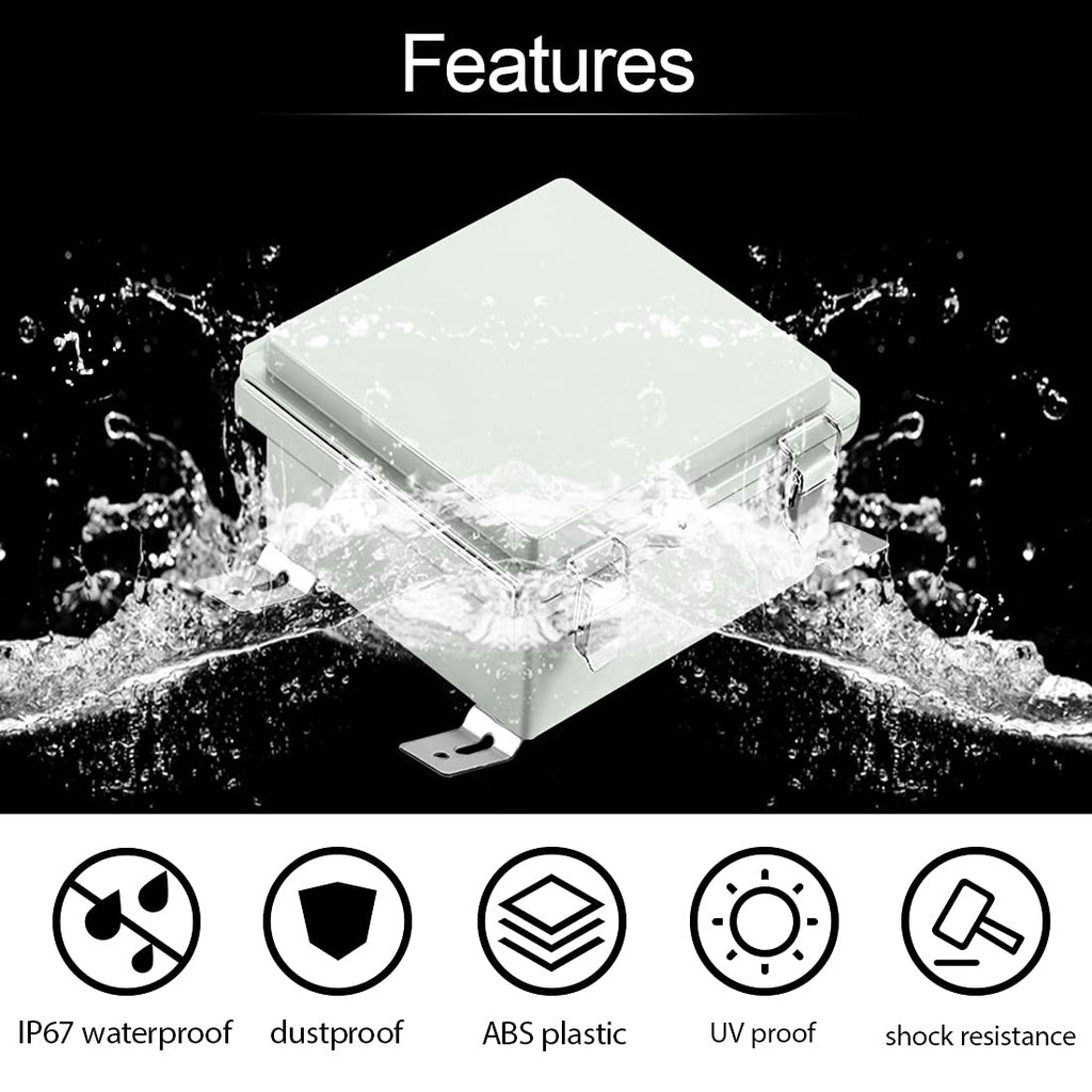 ABS IP67 Waterproof Junction Box with Mounting Plate 150x150x90mm Pack of 2 S36305