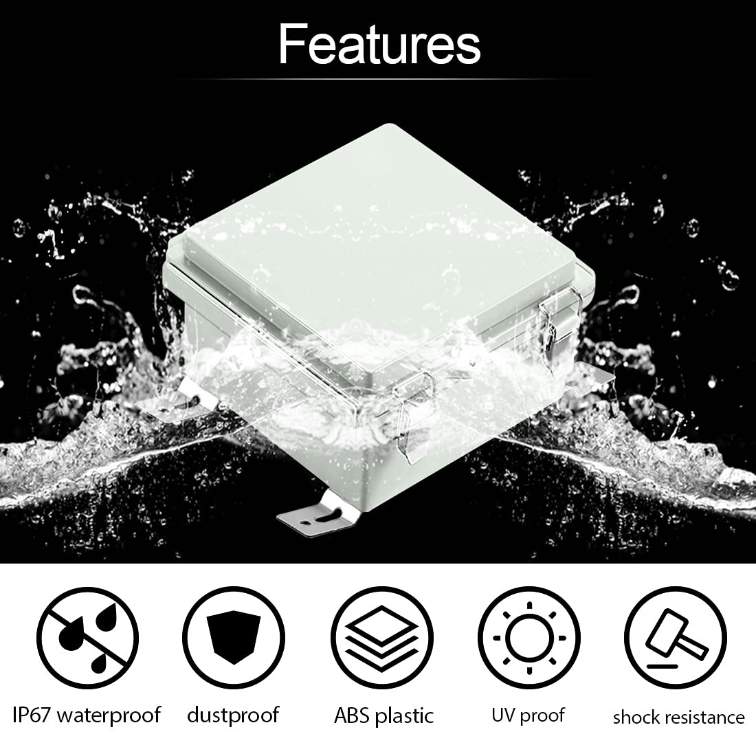 ABS IP67 Waterproof Junction Box with Mounting Plate 150x150x90mm Pack of 2 S36305