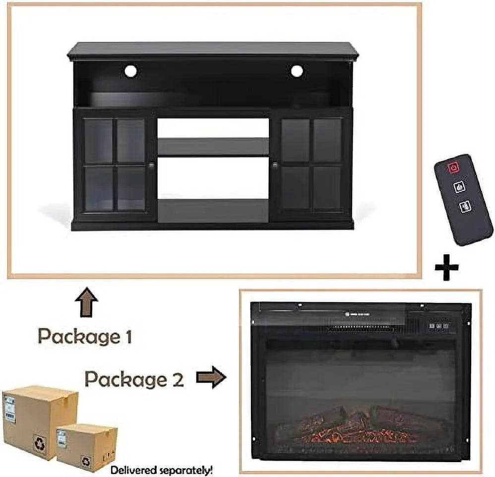 White Electric Fireplace TV Stand with 18" Insert S345