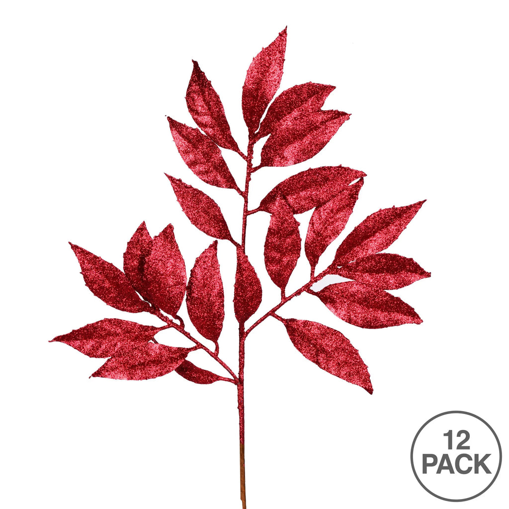 21" Burgundy Glitter Artificial Christmas Spray, 12 Sprays Q28952