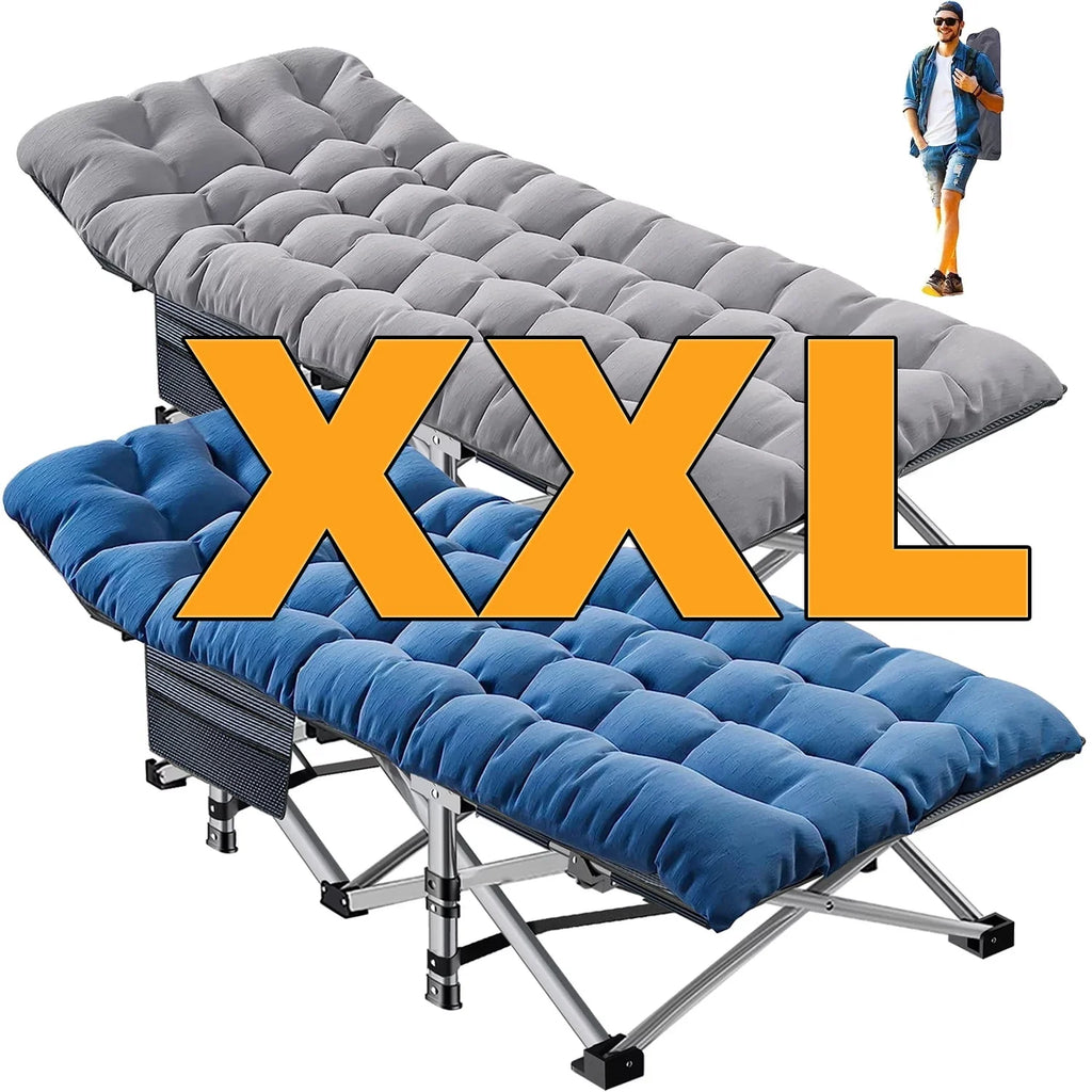 Oversized XXL Folding Camping Cot with Mattress & Carry Bag P7505