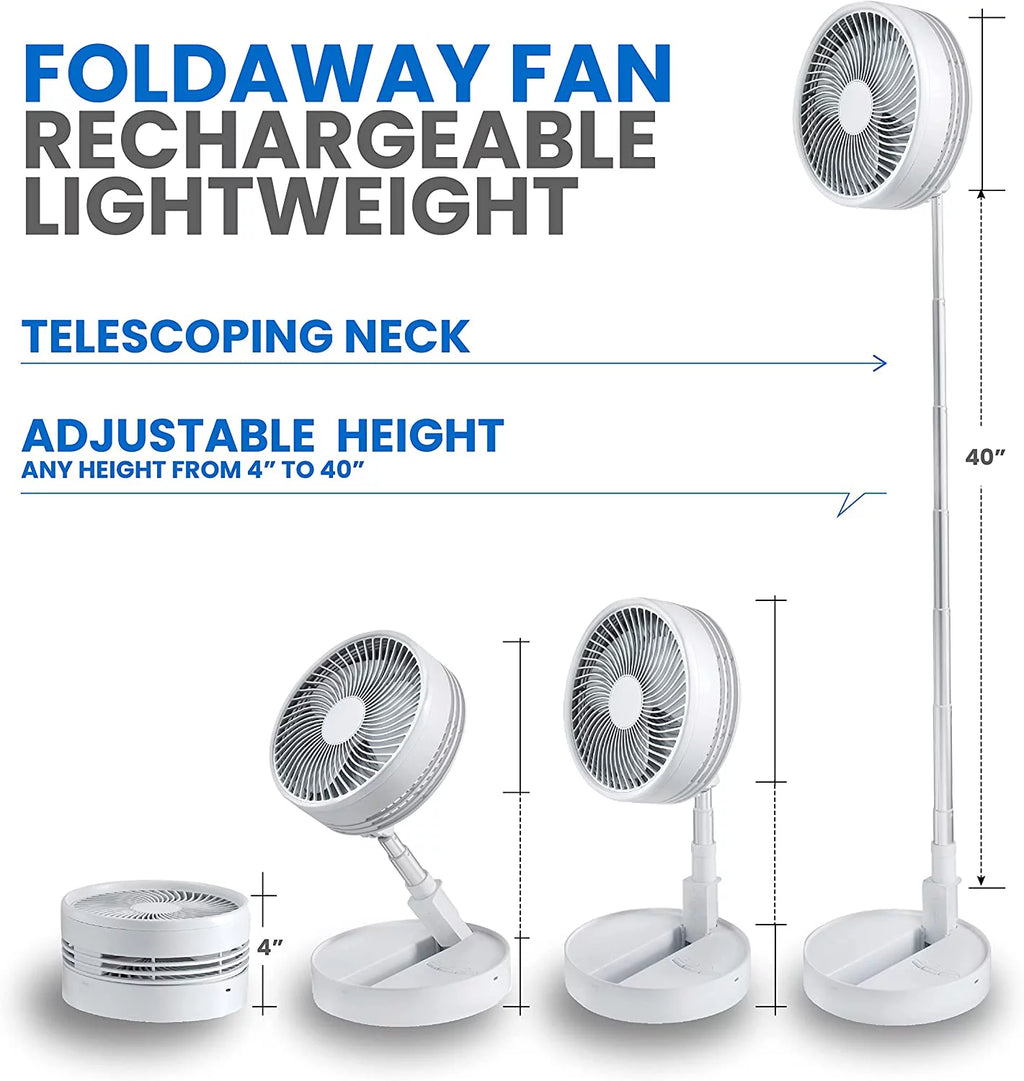 2-in-1 Adjustable Height 40 in. Foldable Portable Rechargeable Floor and Table Fan E4631