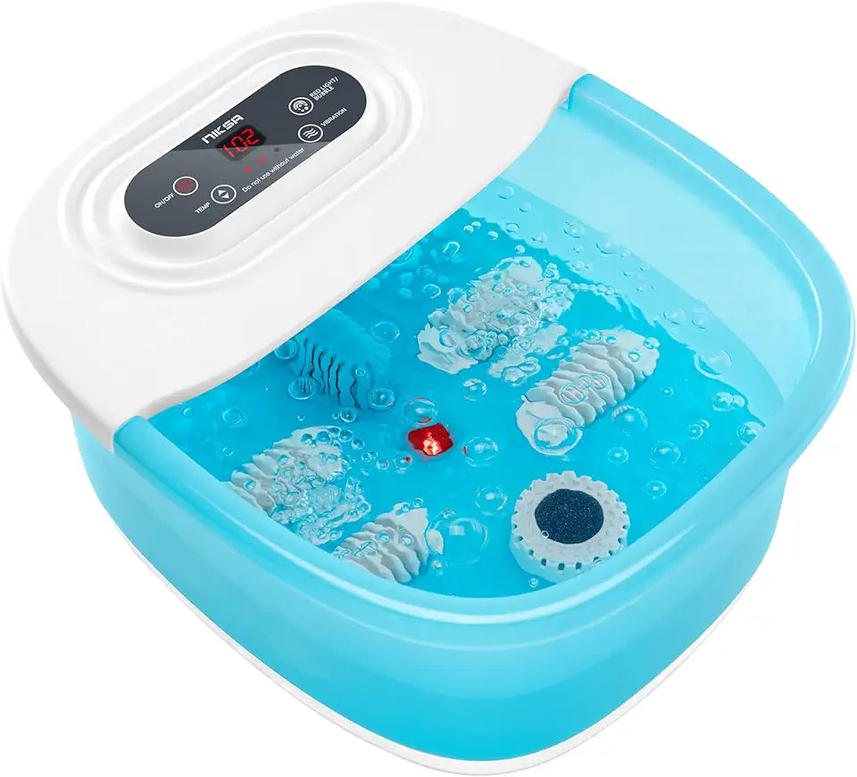 Foot Spa Bath Massager with Heat Bubbles Vibration and Red Light T851