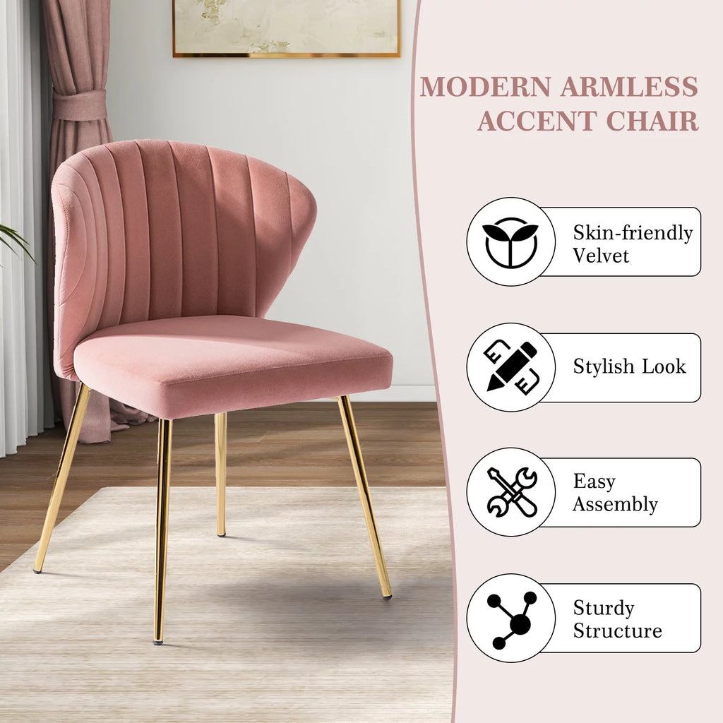 Pink Velvet Upholstered Accent Side Chair S7015